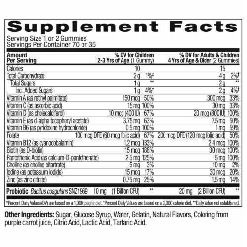 OLLY Kids Multivitamin and Probiotic Berry Flavor Gummy Supplement Perspective: back