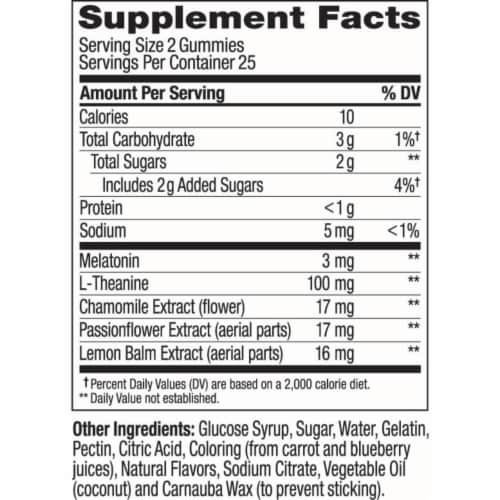 OLLY Sleep Blackberry Flavor Gummy Supplement Melatonin 3mg Perspective: back