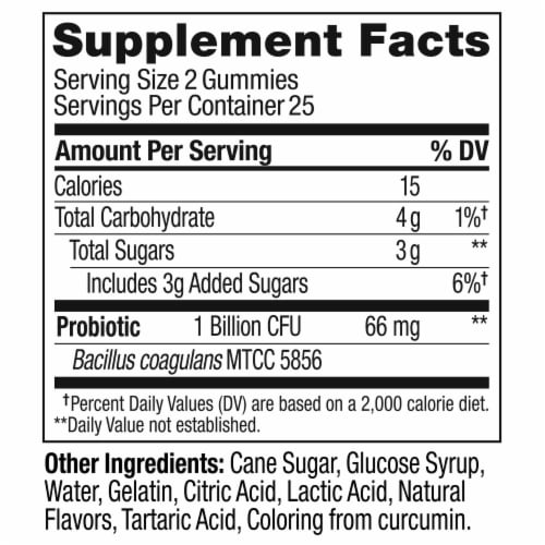 Olly Tropical Mango Probiotic Gummies Perspective: back