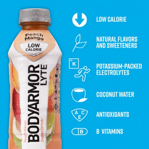 BODYARMOR® Lyte Peach Mango Sports Drink Bottle Perspective: back
