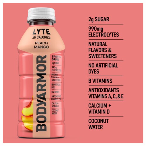 BODYARMOR® Lyte Peach Mango Sports Drink Bottles Perspective: back