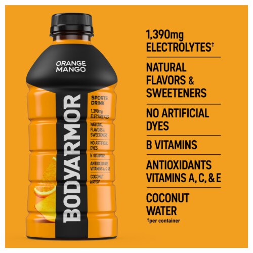 BODYARMOR® Sports Drink Orange Mango Bottle Perspective: back