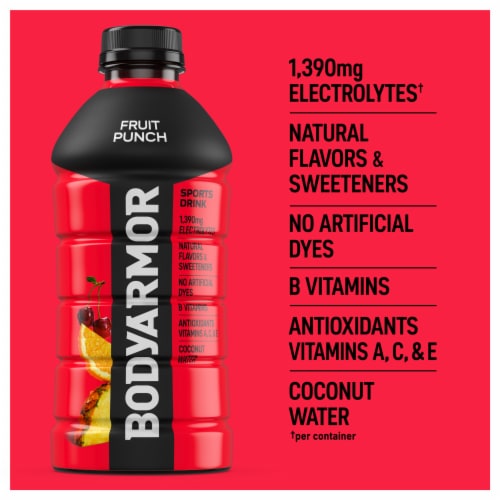 BODYARMOR® Sports Drink Fruit Punch Bottle Perspective: back