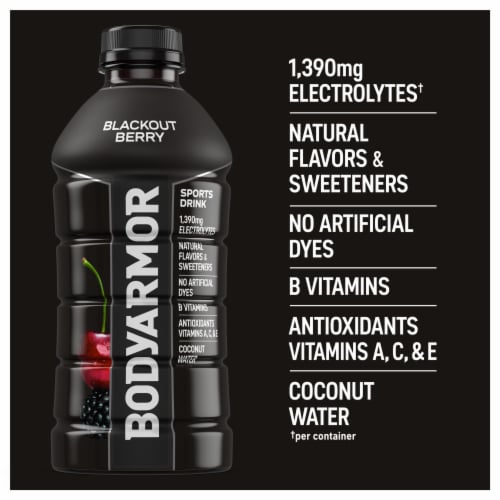 BODYARMOR® Sports Drink Blackout Berry Bottle Perspective: back
