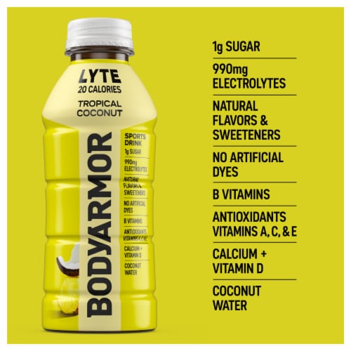 BODYARMOR® Lyte Tropical Coconut Sports Drink Bottle Perspective: back