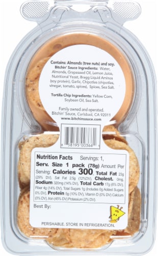 Bitchin' Snacks® Almond Dip with Crispy Yellow Corn Tortilla Chips 2.75 oz Perspective: back