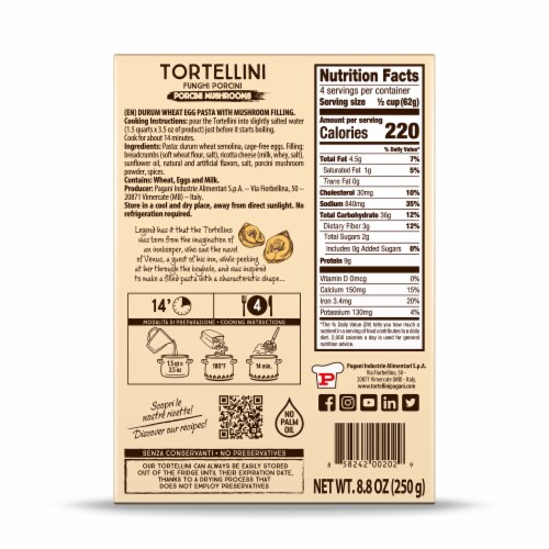 Italian Tortellini Mushroom and Cheese 8.8 oz (Pack of 4) Perspective: back