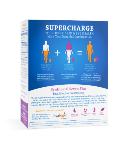 Synthovial Seven Liquid HA + 30 caps of Resveratrol & Grape Seed Extract Perspective: back