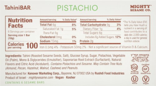 Mighty Sesame Co Pistachio Tahini Bars Perspective: back