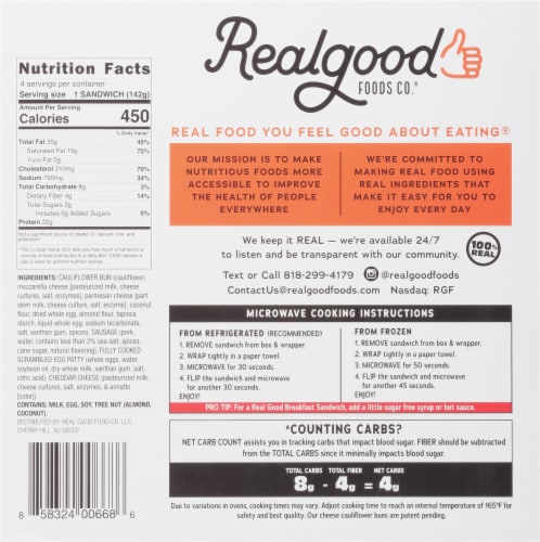 The Real Good Food Company® Sausage Egg & Cheese Breakfast Sandwich Perspective: back