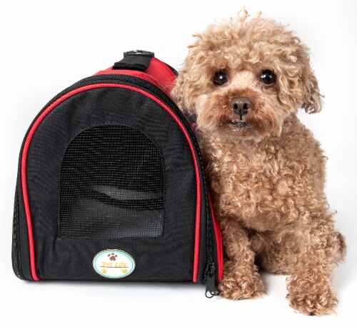 Pet Life Airline Approved Folding Zippered Sporty Mesh Pet Carrier Perspective: back