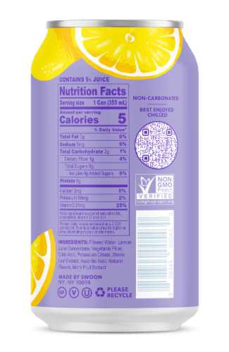 Swoon® Zero Sugar Classic Lemonade Perspective: back