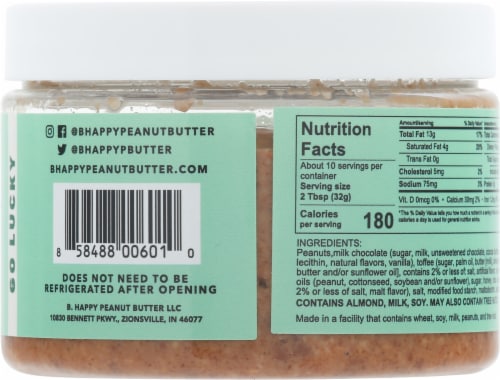 B.Happy Go Lucky Chocolate Toffee Peanut Butter Perspective: back