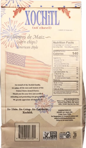 Xochitl® Red White and Blue American Style Corn Tortilla Chips Perspective: back