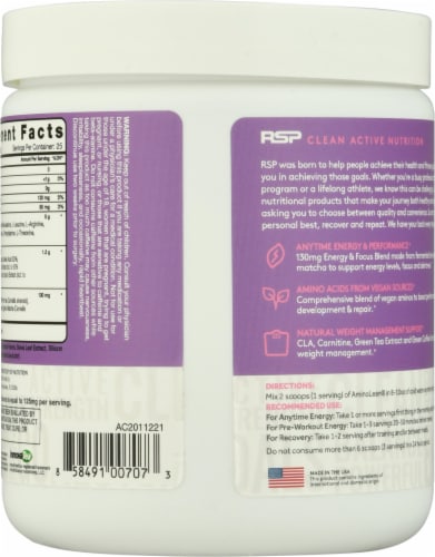 RSPNutrition Vegan AminoLean Acai Dietary Supplement Perspective: back