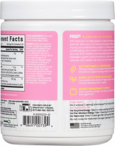 RSP Pink Lemonade Flavor Amino Lean® Powder Perspective: back