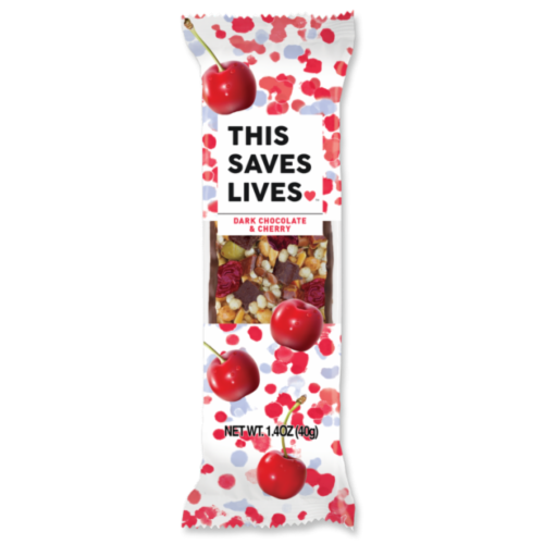 This Saves Lives Dark Chocolate & Cherry Bars Perspective: back