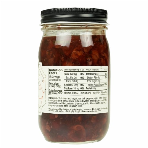 Brownwood Farms® Cherry Salsa Farm Fresh Sweet and Tart Fruit Salsa Perspective: back