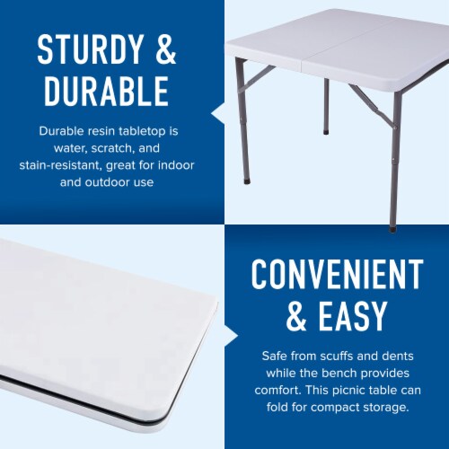 Plastic Development 844FIH Steel Frame Foldable 34-inch Vinyl Card Table, White Perspective: back