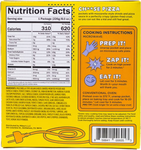 Mikey's Cheese Pizza Plant Based Pockets Perspective: back