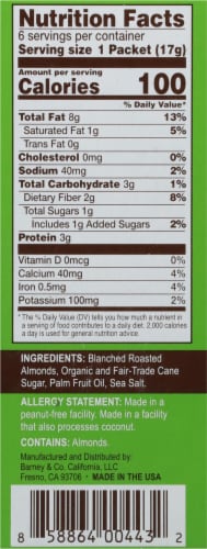 Barney Butter Crunchy Almond Butter Snack Packs Perspective: back