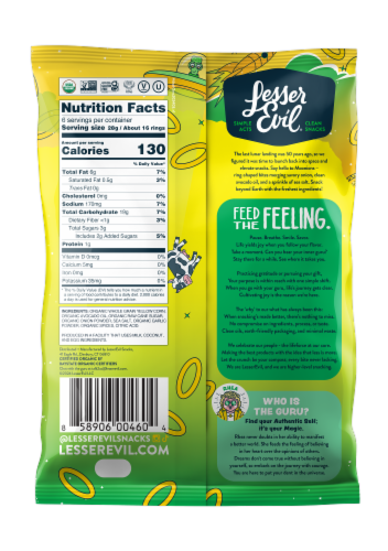 LesserEvil® Moonions Crunchy Organic Corn Rings Perspective: back