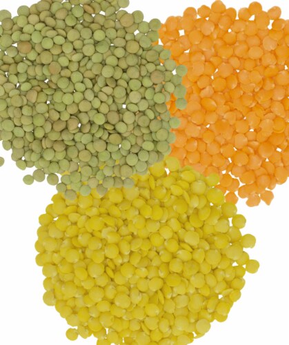 Clear Creek Lentil Pack: Green, Gold, Red Lentils, 12 LBS ( 3 - 4 LB Linen Bags) Perspective: back