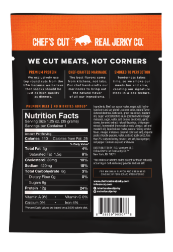 Chef's Cut Premium Smoked Beef Chipotle Cracked Pepper Jerky Perspective: back
