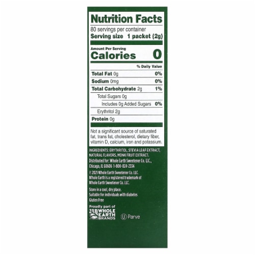 Whole Earth® Stevia Leaf & Monk Fruit Plant-Based Sweetener Packets Perspective: back