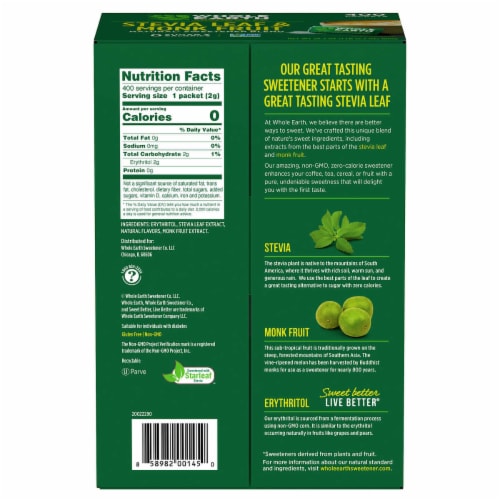 Whole Earth Nature Sweet Stevia and Monk Fruit NUT00145 Perspective: back