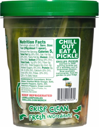 Grillo's Pickles Fresh Hot Italian Dill Spears Perspective: back
