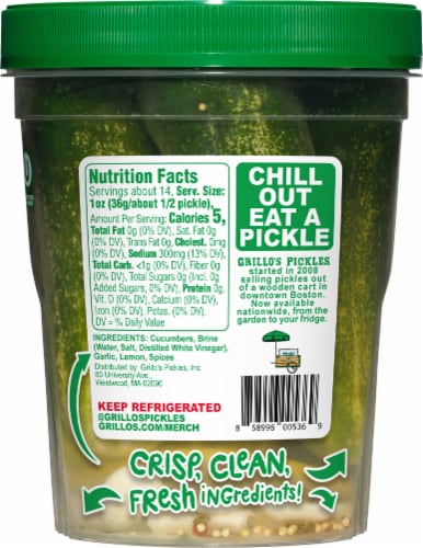 Grillo's Pickles® Half Sours Whole Pickles Perspective: back