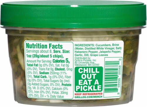 Grillo's® Pickles Blazing Hot Pickle Chips Perspective: back