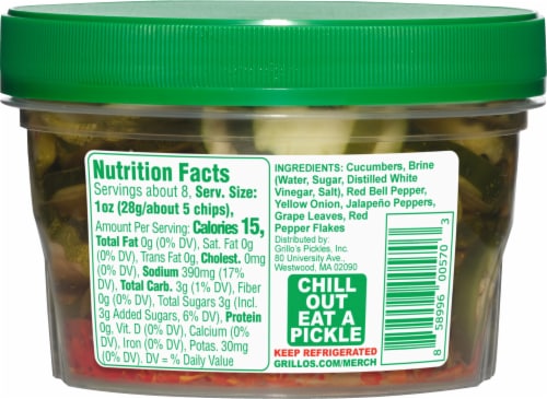Grillo's® Pickles Sweet & Spicy Pickle Chips Perspective: back