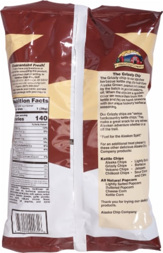 Alaska Chip Company Grizzly Barbecue Kettle Cooked Potato Chips Perspective: back
