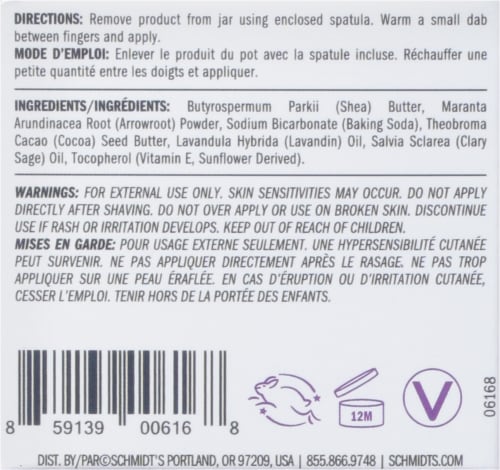 Schmidt's Lavender & Sage Aluminum Free Natural Deodorant Jar Perspective: back