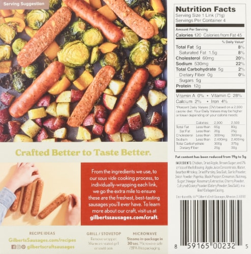 Gilbert's® All Natural Bourbon Apple Chicken Sausage Perspective: back