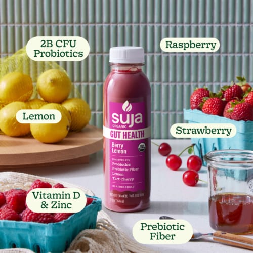 Suja Organic Gut Health Berry Lemon Cold Pressed Juice Perspective: back