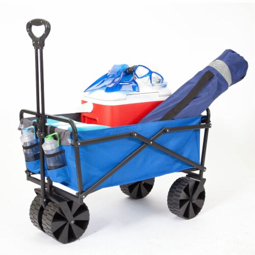 Seina Manual Steel Frame Folding Beach Wagon - Blue/Gray Perspective: back