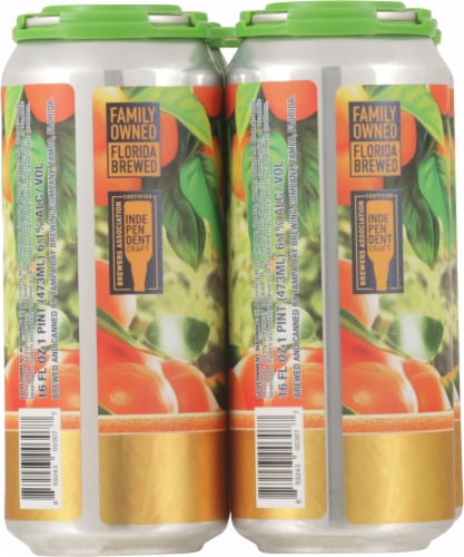 Tampa Bay Brewing Co Citrus Grove Tangerine & Orange Fruited Blonde Ale Perspective: back