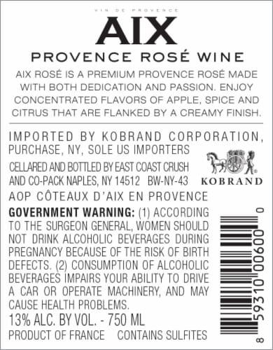 AIX Coteaux Daix Rose Wine Perspective: back