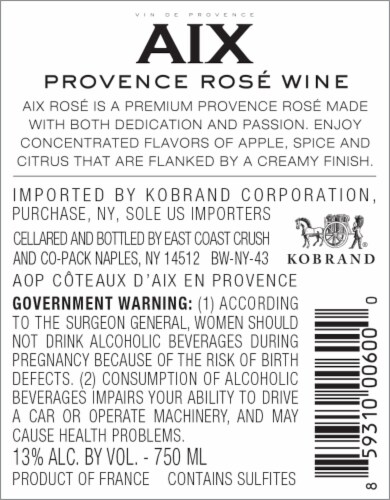 AIX Coteaux Daix Rose Wine Perspective: back