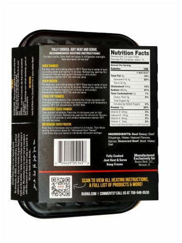 Buona Italian Style Gravy & Sliced Beef Family Size Frozen Meal Perspective: back