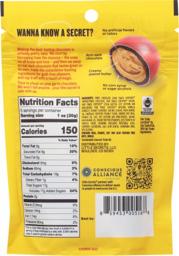 Little Secrets® Dark Chocolate Peanut Butter Candies Perspective: back