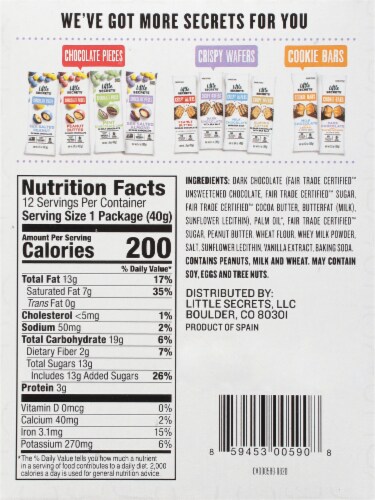 Little Secrets® Peanut Butter in Dark Chocolate Crispy Wafers Perspective: back