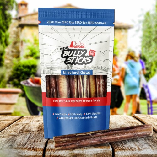 JoJo Modern Pets 12 Inch Bully Sticks - All Natural Dog Treats - Thick (3-Pack) Perspective: back
