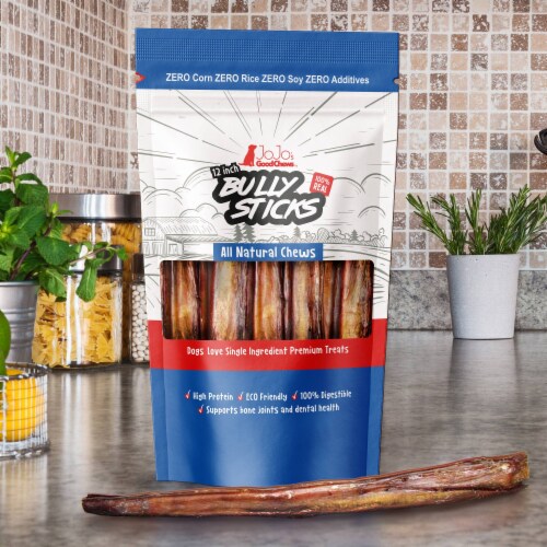 JoJo Modern Pets 12 Inch Bully Sticks - All Natural Dog Treats - Jumbo (2-Pack) Perspective: back