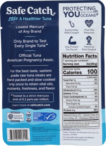 Safe Catch® Elite Wild Tuna Pouch Perspective: back