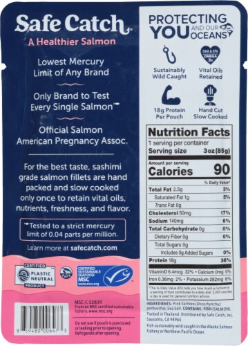Safe Catch Wild Pacific Pink Salmon Pouch Perspective: back