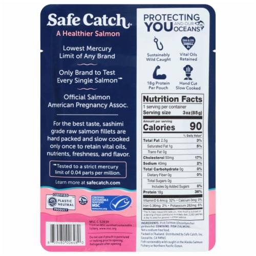 Safe Catch® Wild Pacific Pink Salmon - No Salt Added Perspective: back